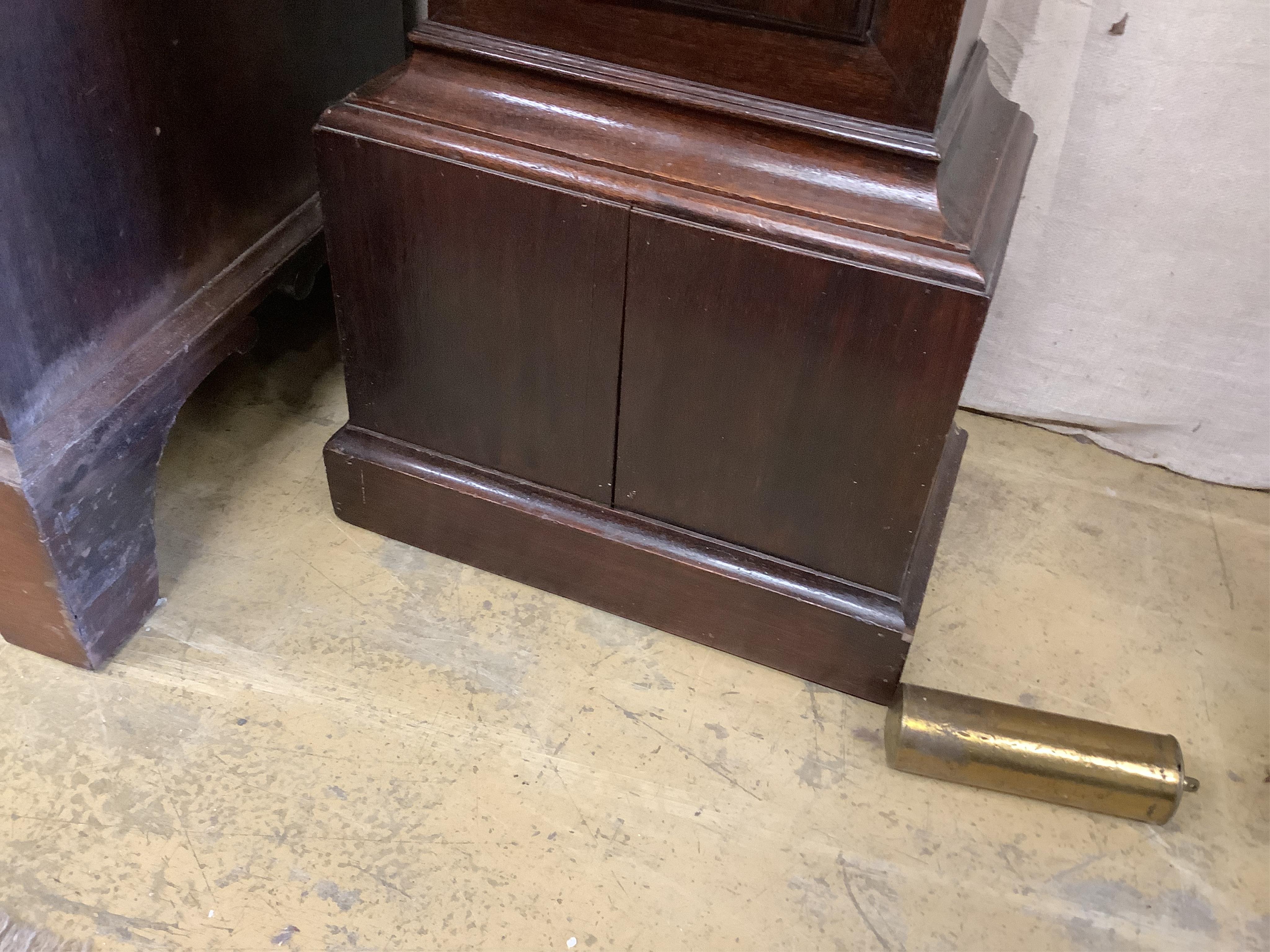 A longcase clock with brass dial, height 193cm